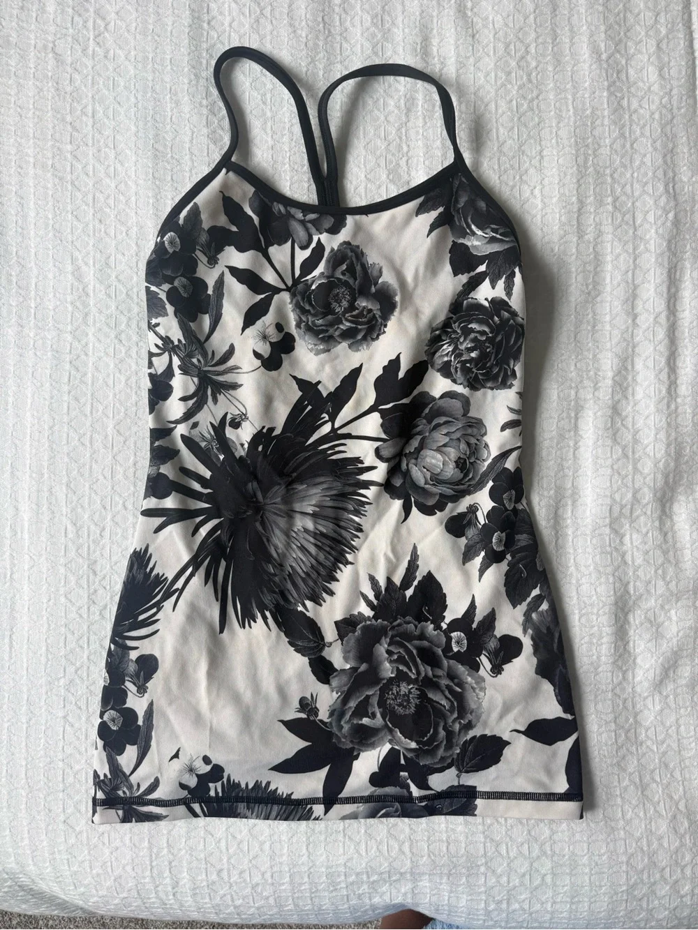 lululemon athletica Black & White Floral Strappy Tank